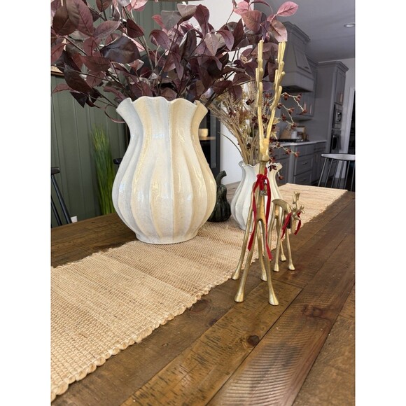 Set 2 Gold Metal Reindeer 8” & 19” Pottery Barn Dupes NEW 2025 Velvet Bow Bells - Picture 3 of 6